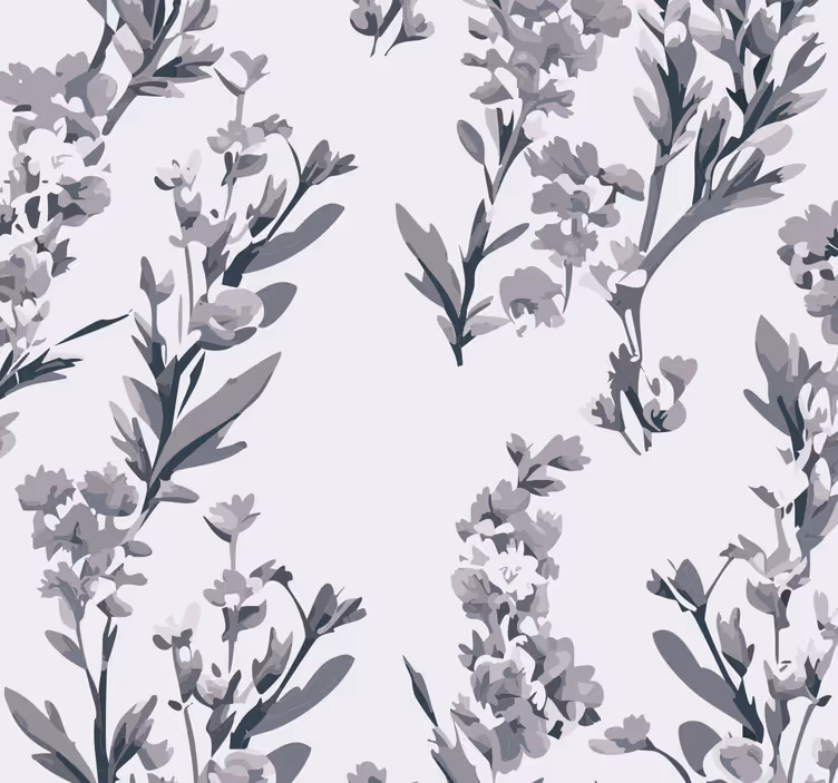 Papel pintado gris diseño floral - TenVinilo