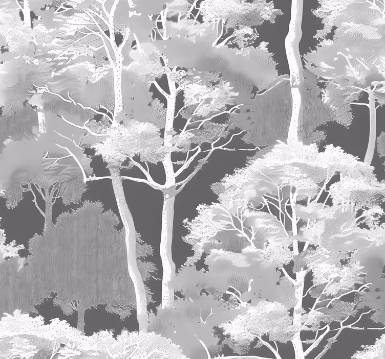 Papel pintado gris patrón de bosque - TenVinilo