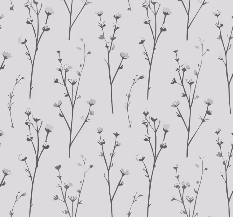 Papel pintado gris patrón de árbol de algodón - TenVinilo