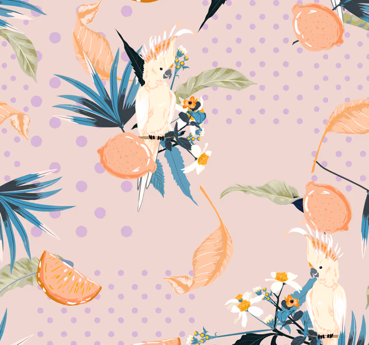 Papel pintado selva motivo de cacatúa tropical - TenVinilo