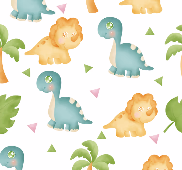 Papel tapiz dinosaurios infantil animados - TenVinilo