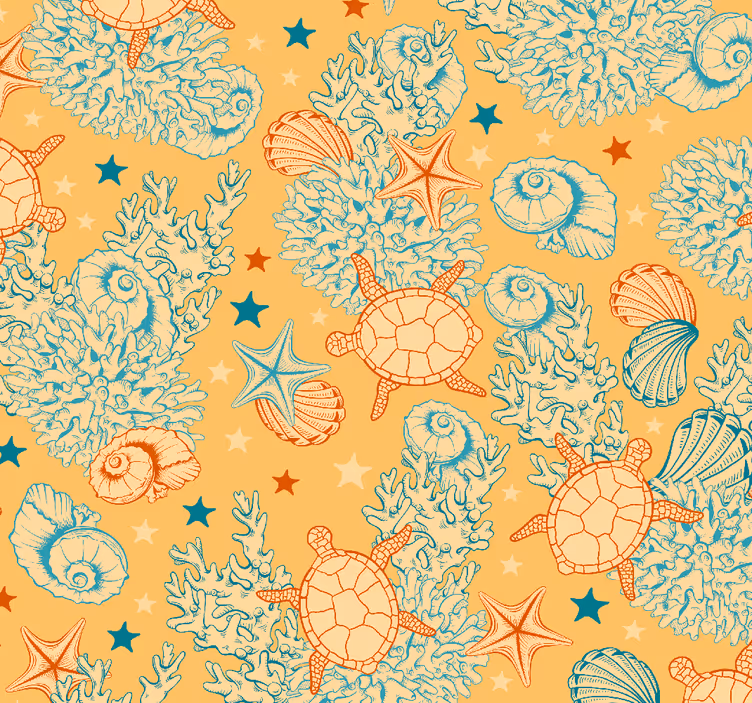 Papel pintado peces conjunto de motivos marinos - TenVinilo