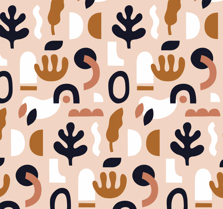 Papel pintado beige motivos vegetales abstractos - TenVinilo