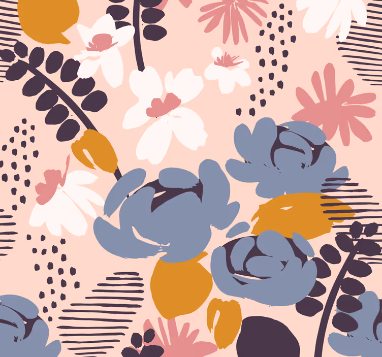 Papel pintado de flores patrón botánico floral - TenVinilo