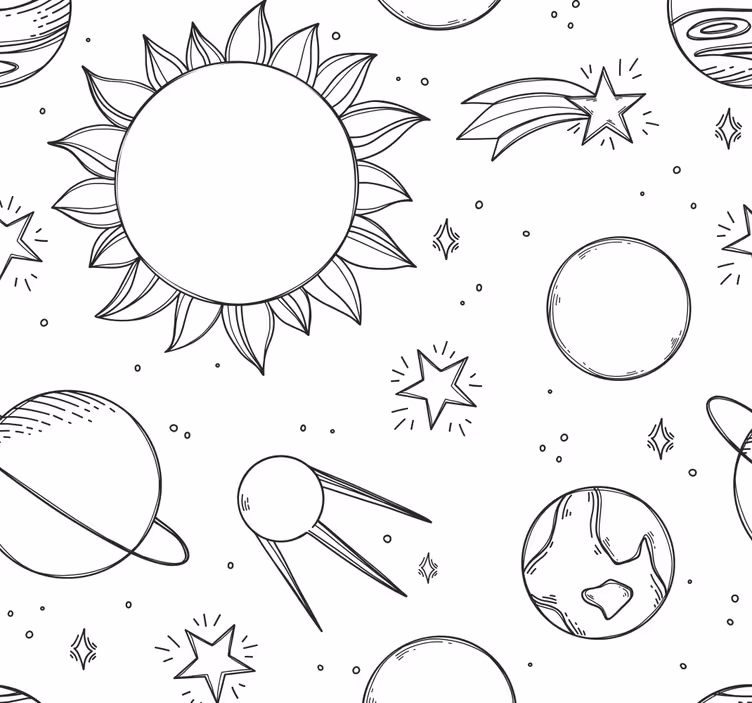 Papel pintado infantil garabato espacial - TenVinilo