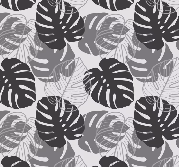 Papel pintado hojas patrón de hoja monocromática - TenVinilo