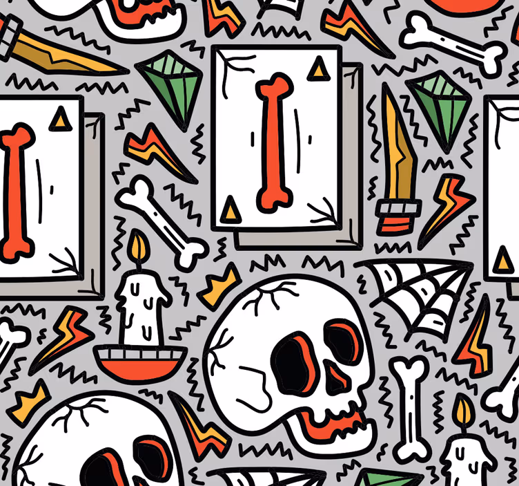 Papel pintado juvenil grafiti de calavera - TenVinilo
