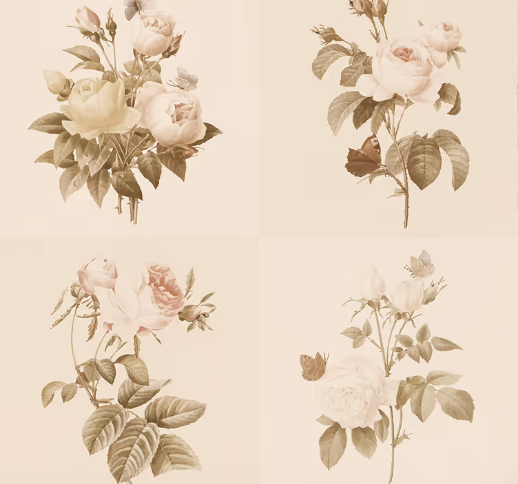 Papel pintado para entradas diseño de azulejos florales - TenVinilo