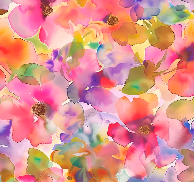 Papel pintado recibidor diseño de flores multicolores - TenVinilo