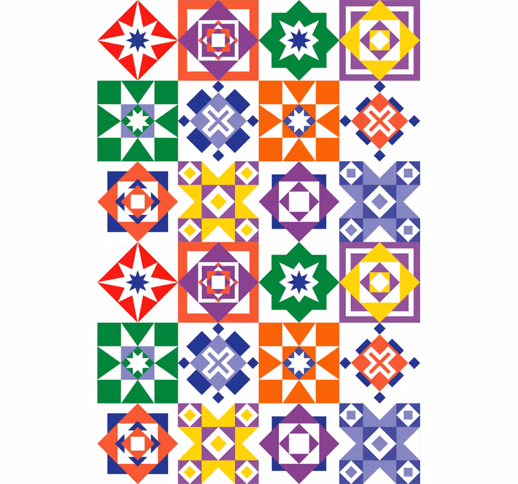 Papel pintado azulejos diseño multicolor - TenVinilo