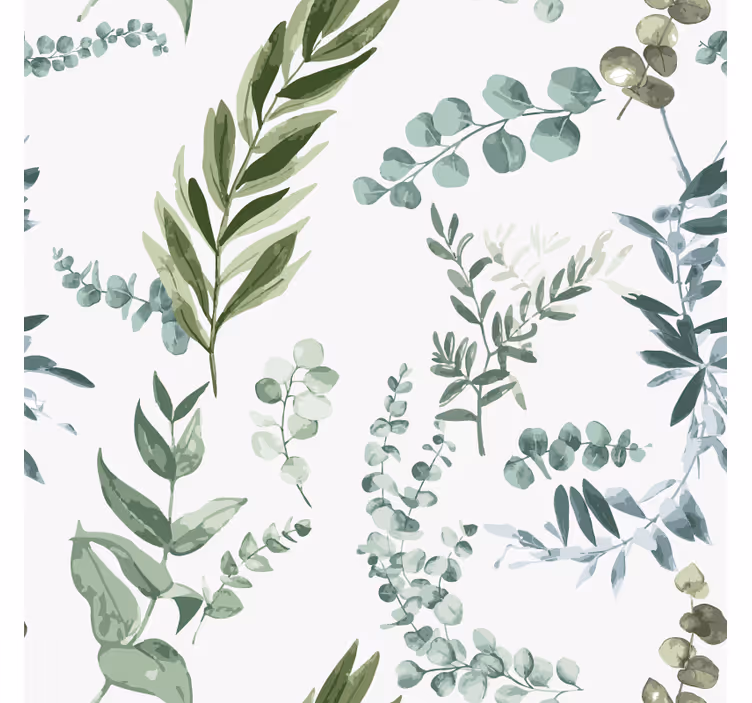Papel pintado pasillos patrón de hojas verdes - TenVinilo