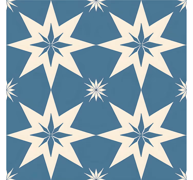 Papel pintado azulejos diseño estrellado azul - TenVinilo
