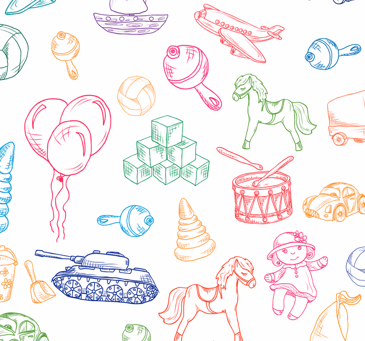 Papel pintado bebé motivos juguetones de la infancia - TenVinilo