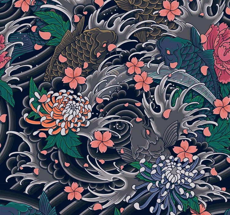 Papel pintado floral motivo adornado - TenVinilo