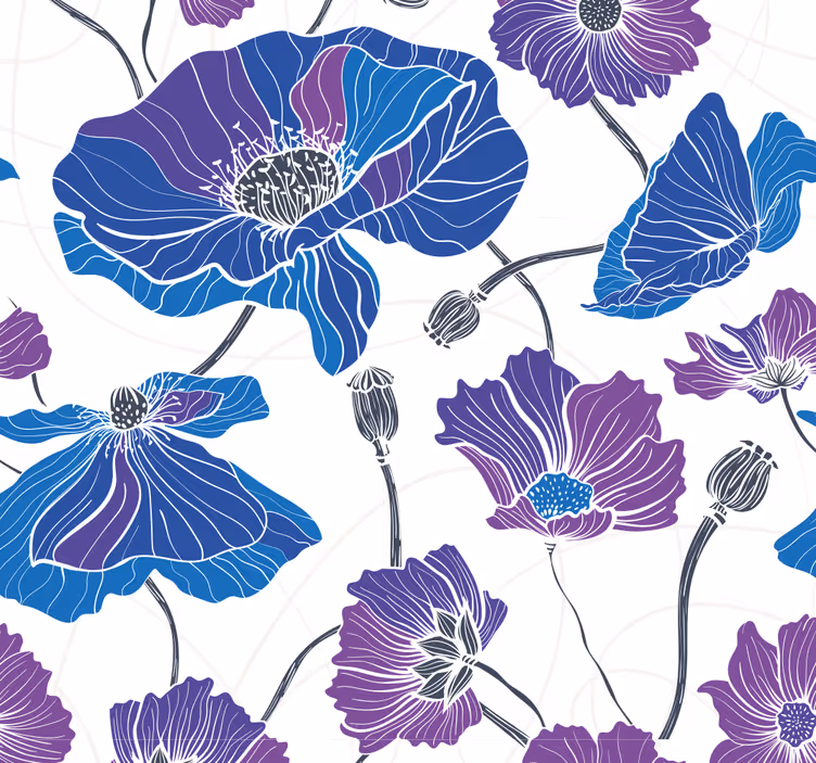 Papel pintado flores escena de floración floral - TenVinilo