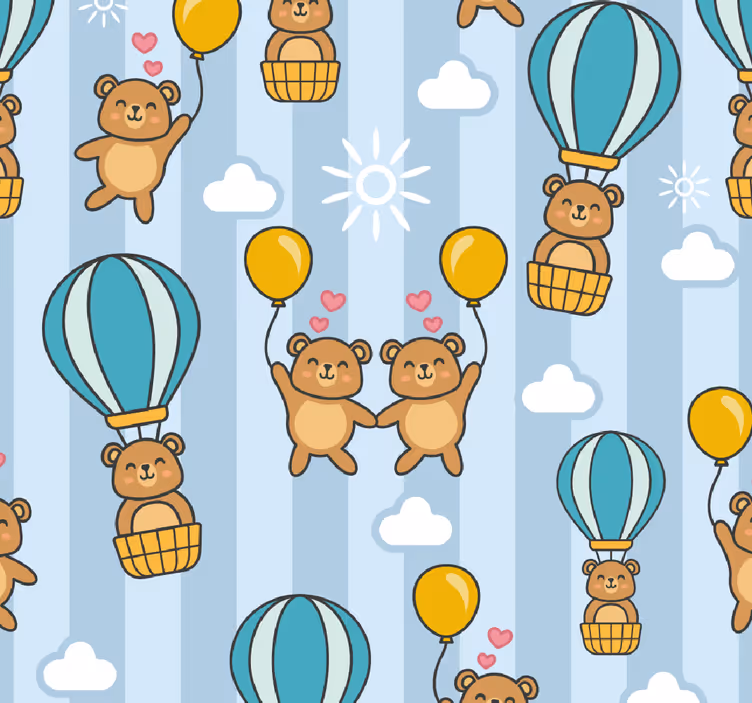 Papel pintado bebé ositos de peluche con globos - TenVinilo