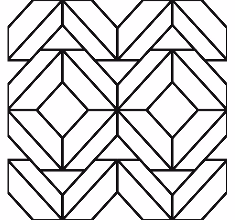 Papel pintado moderno patrón geométrico blanco y negro - TenVinilo
