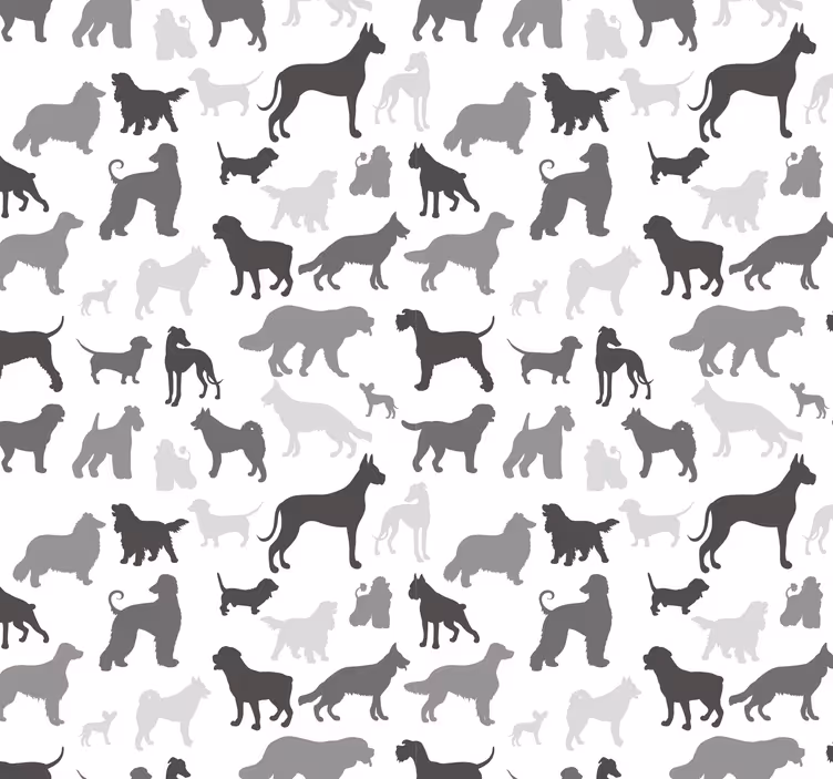 Papel pintado perros patrón tonos grises - TenVinilo