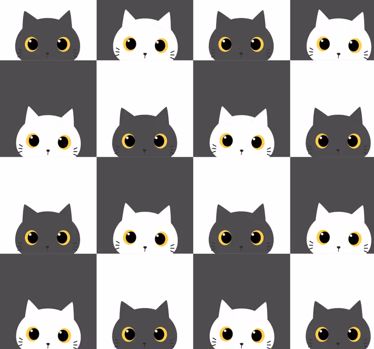 Papel pintado gatos Gatos blancos y negros en la película - TenVinilo