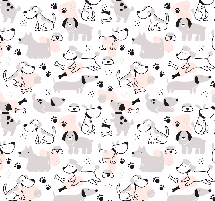 Papel pintado perros Patrón de perros grises - TenVinilo
