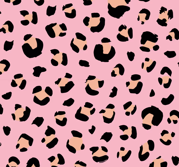 Papel pintado infantil patrón leopardo negro y rosa - TenVinilo