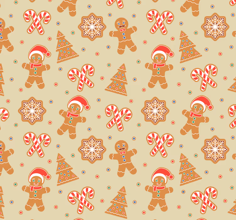 Papel pintado navidad patrón de pan de jengibre - TenVinilo