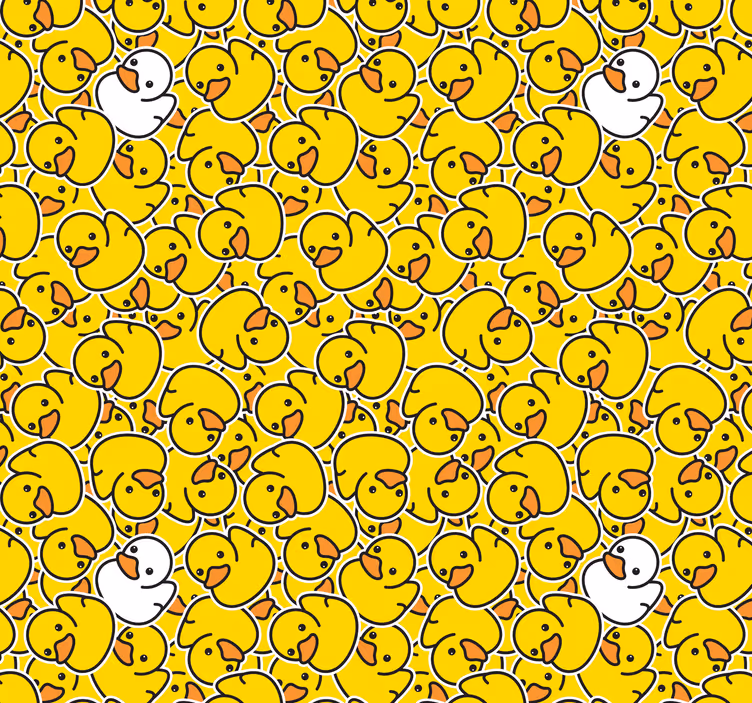 Papel pintado infantil amarillo patrón de patitos - TenVinilo