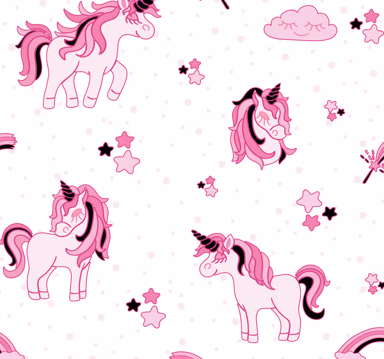 Papel pintado infantil unicornios tonos rosa - TenVinilo