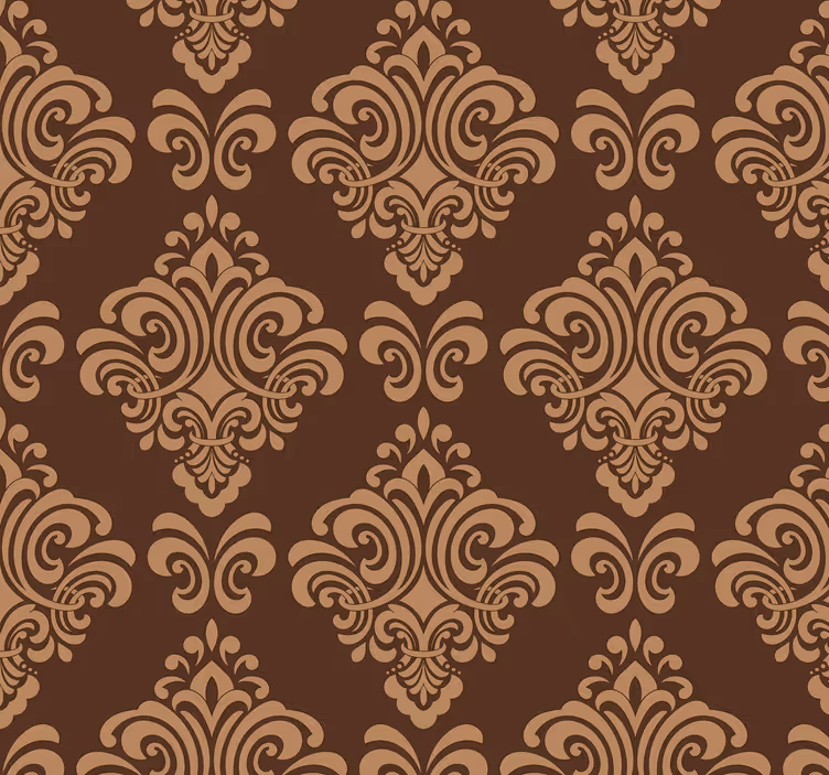 Papel pintado barroco estilo damasco marrón - TenVinilo
