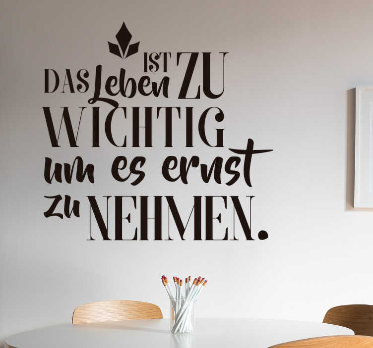 Wandtattoo Zitat Leben Ist Zu Wichtig Oscar Wilde Tenstickers