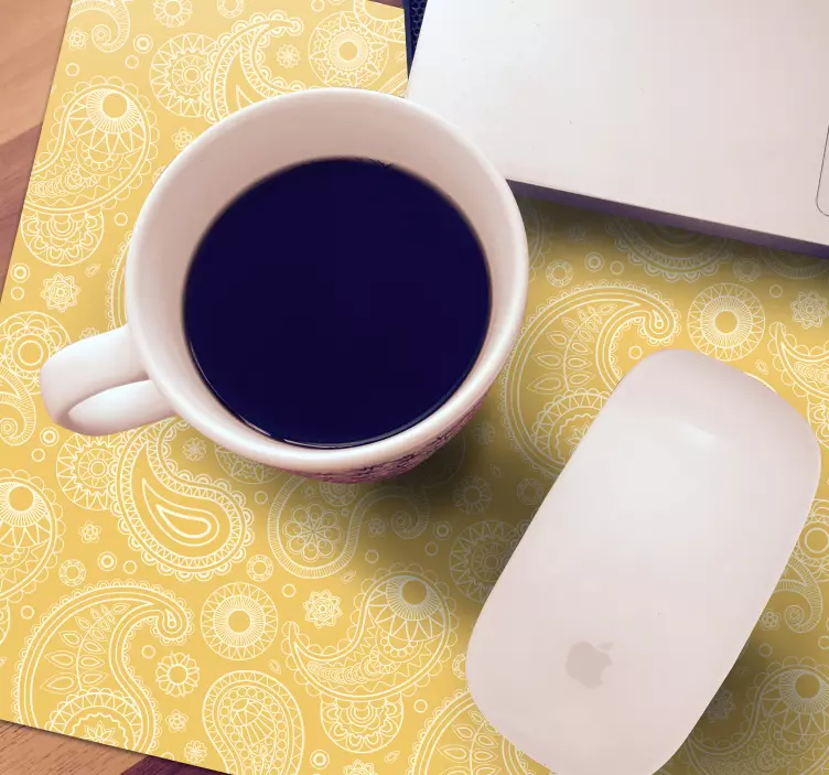 Alfombrilla ratón amarilla estilo paisley árabe - TenVinilo