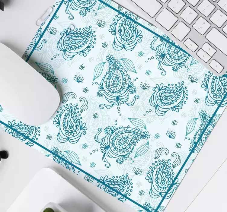 Alfombrilla ratón patrón paisley azul - TenVinilo