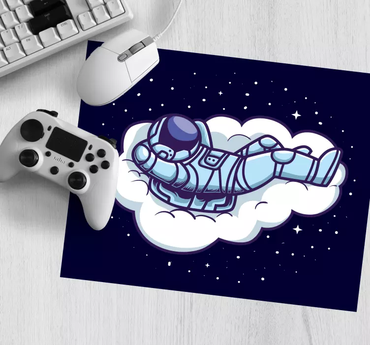 Alfombrilla gaming xxl Astronauta en un diseño de galaxia nube - TenVinilo