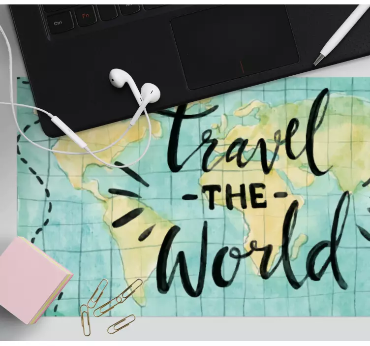 Alfombrilla raton XXL mapamundi "travel world" - TenVinilo
