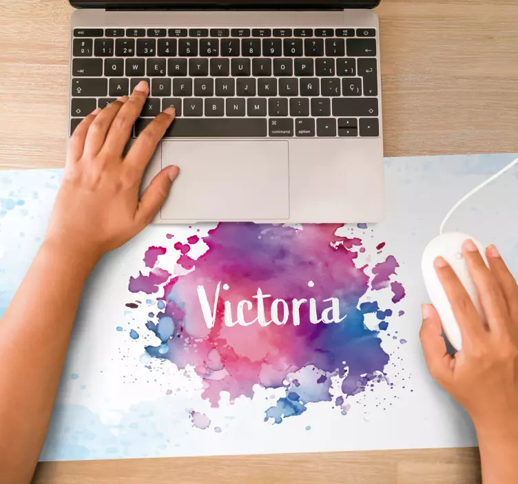 Alfombrilla XXL con nombre explosión acuarela - TenVinilo