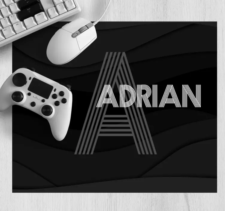 Alfombrilla ratón personalizable Nombre, inicial en negro - TenVinilo