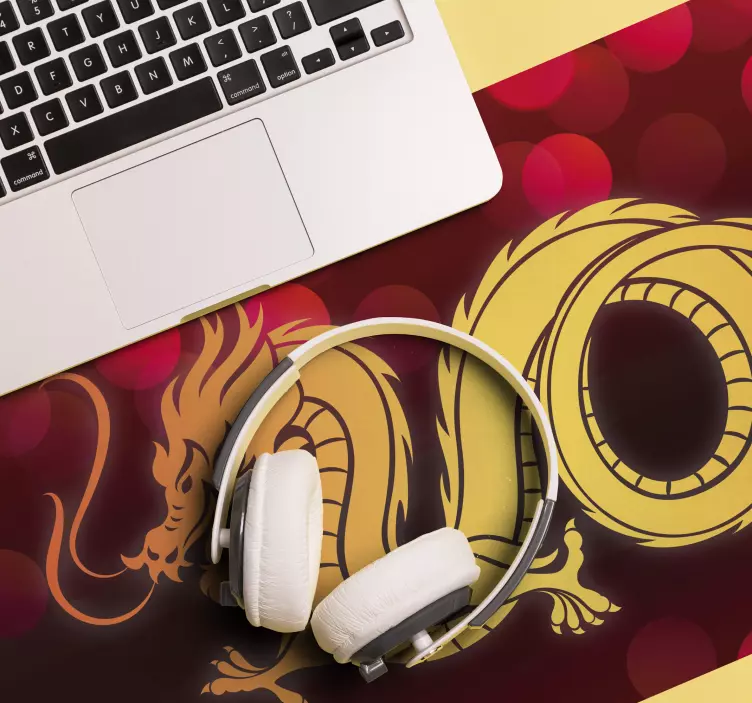 Alfombrilla ratón anime ilustración dragón dorado - TenVinilo