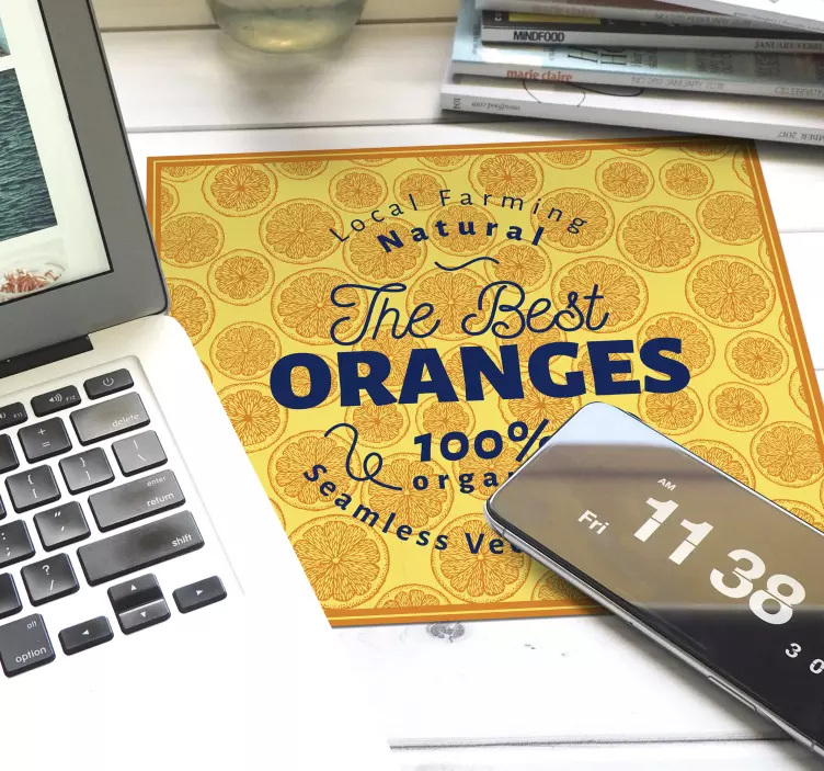 Alfombrilla ratón frases cítricos orgánicos frescos - TenVinilo