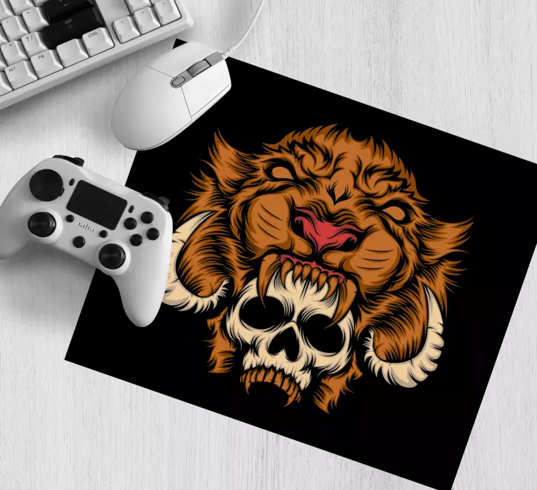 Alfombrilla ratón gaming calavera de animal feroz - TenVinilo