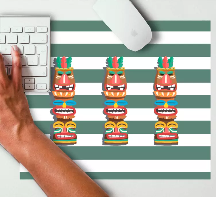 Alfombrilla ratón gaming caras tiki coloridas - TenVinilo