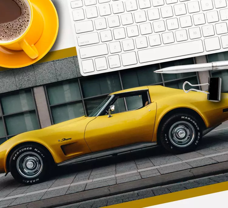 Alfombrilla ratón gaming coche deportivo amarillo - TenVinilo