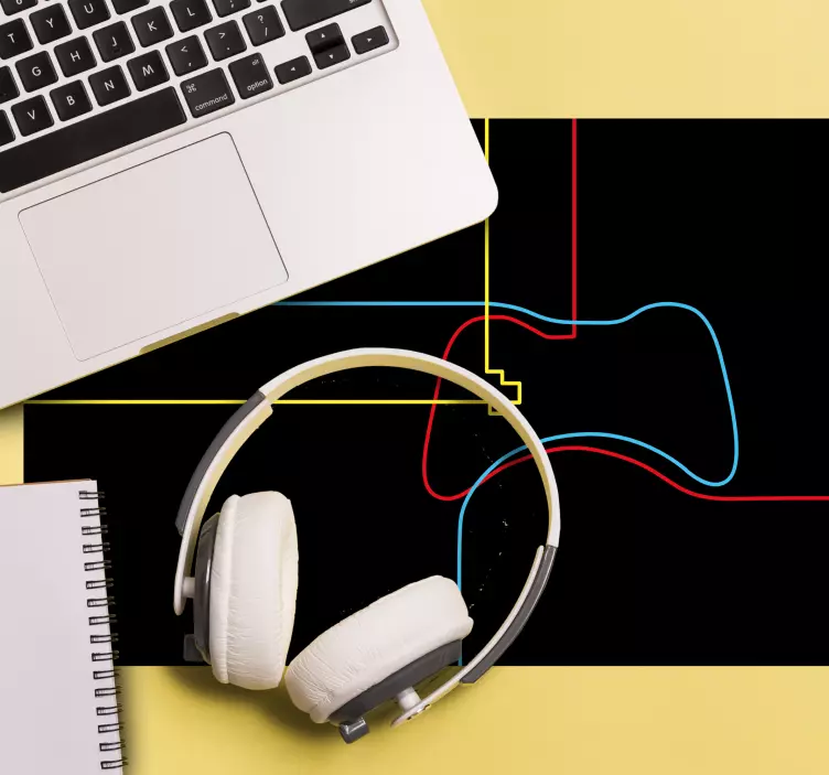 Alfombrilla ratón gaming contorno neón controlador - TenVinilo