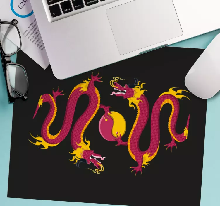Alfombrilla ratón gaming diseño de dragón intrincado - TenVinilo