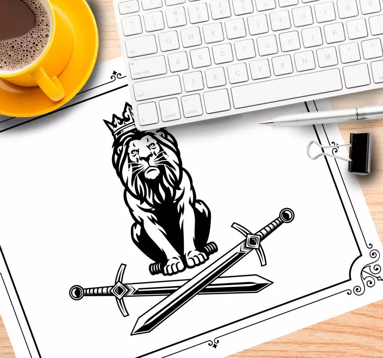 Alfombrilla ratón emblema del león real - TenVinilo