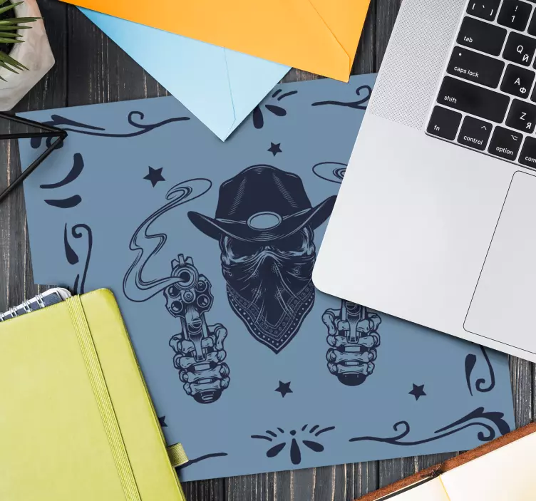 Alfombrilla ratón gaming ilustración de vaquero - TenVinilo