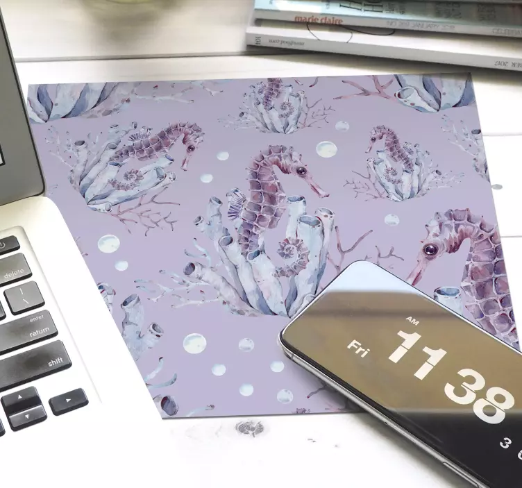 Alfombrilla ratón gaming patrón acuático de caballito de mar - TenVinilo