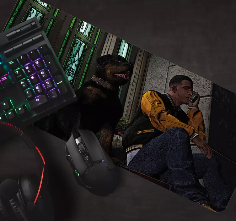 Alfombrilla ratón gaming personaje con compañero - TenVinilo