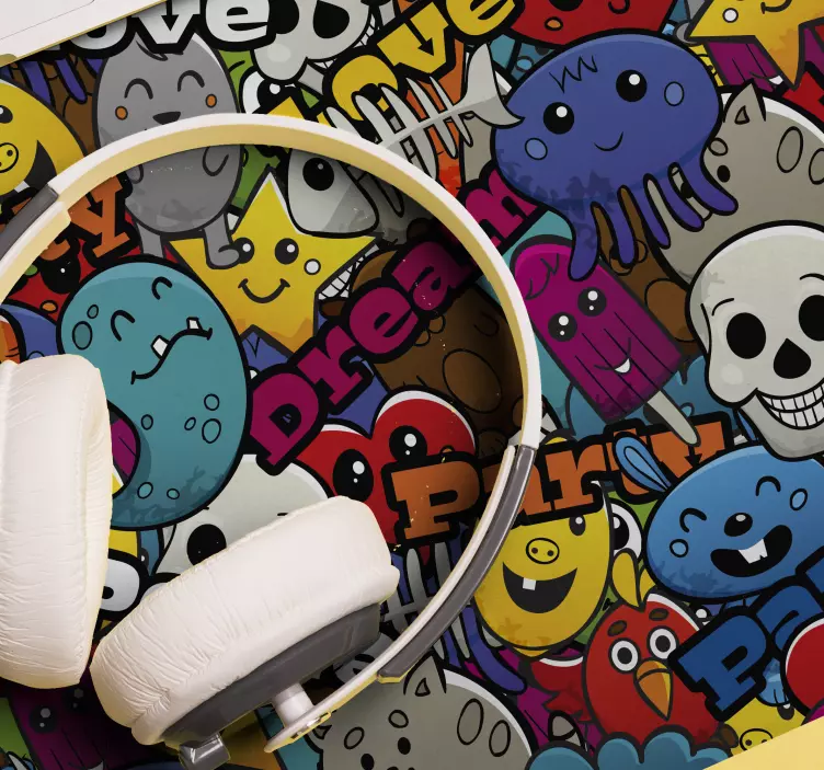 Alfombrilla ratón gaming personajes de dibujos coloridos - TenVinilo