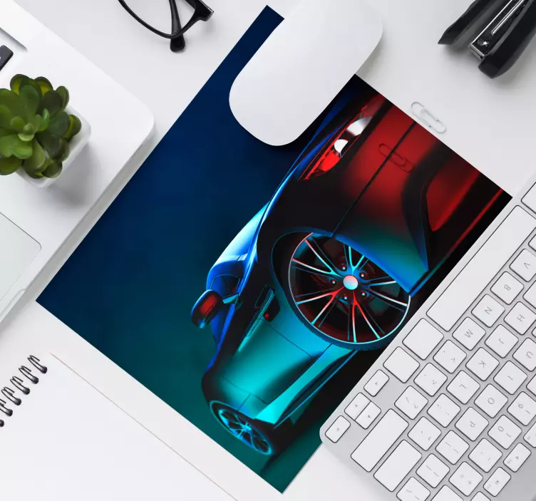 Alfombrilla ratón gaming vista lateral de coche elegante - TenVinilo