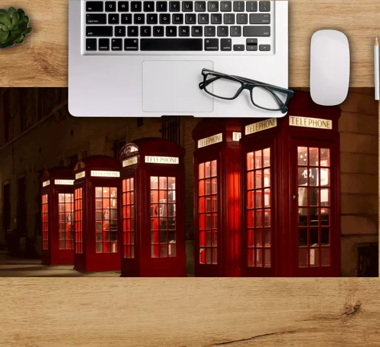 Alfombrilla ratón mapamundi cabinas telefónicas rojas - TenVinilo